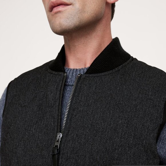 Banana Republic Herringbone Quilted Vest Size M | Bomber-Style Collar, Lightly L - Picture 2 of 3